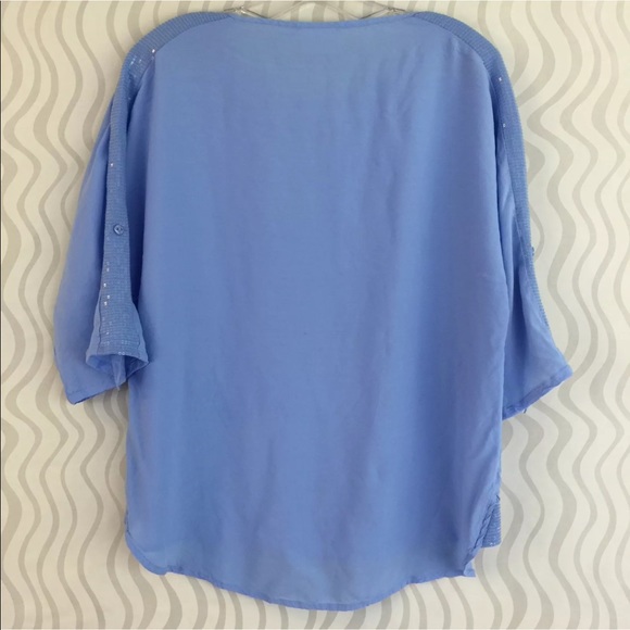 Chicos Sequin Embellished Blue Top Size 0 - Picture 2 of 4